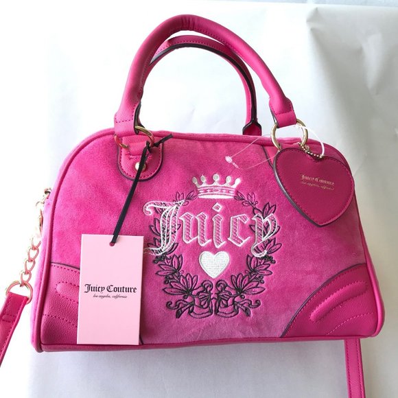 Juicy Couture Hot Pink Free Love Heritage Bowler Crossbody Bag - Picture 8 of 9